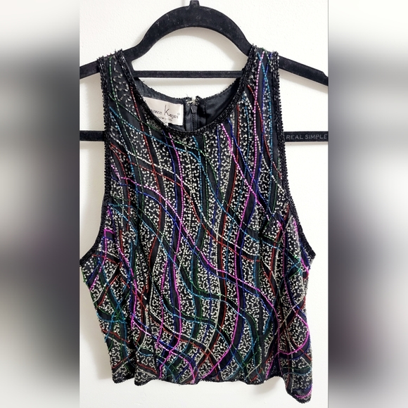 The endless sequins colourful studio 54 vintage top Size L - Picture 7 of 9